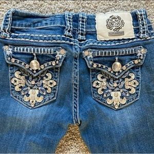 LA Idol Rhinestone Embellished Denim Skinny Blue Jeans Size 3 (28)